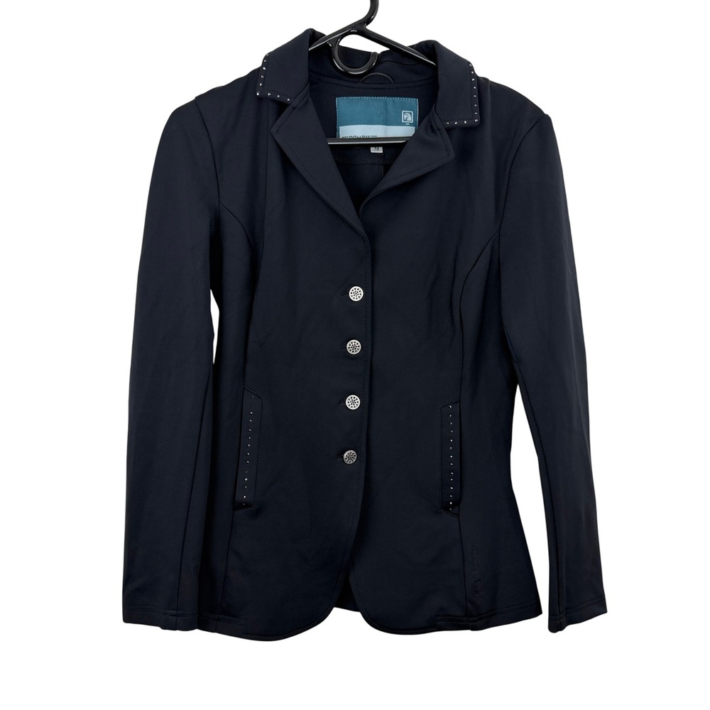 Romfh Jacket Womens 10 Black Equestrian Show Coat Studded Collar Softshell